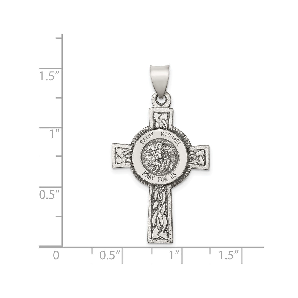 Sterling Silver Saint Michael Pendant with Celtic Cross Design for Divine Protection