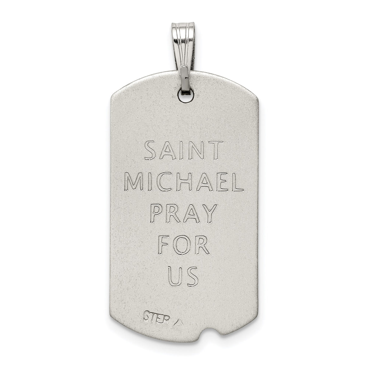 Sterling Silver Saint Michael Pendant Dog Tag with Raised Archangel Design