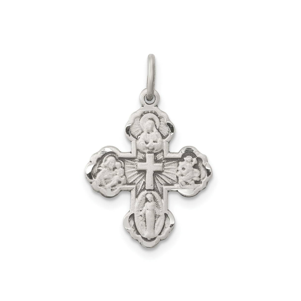 Sterling Silver Cross Pendant with Raised Cross Detail, Antiqued Religious Design