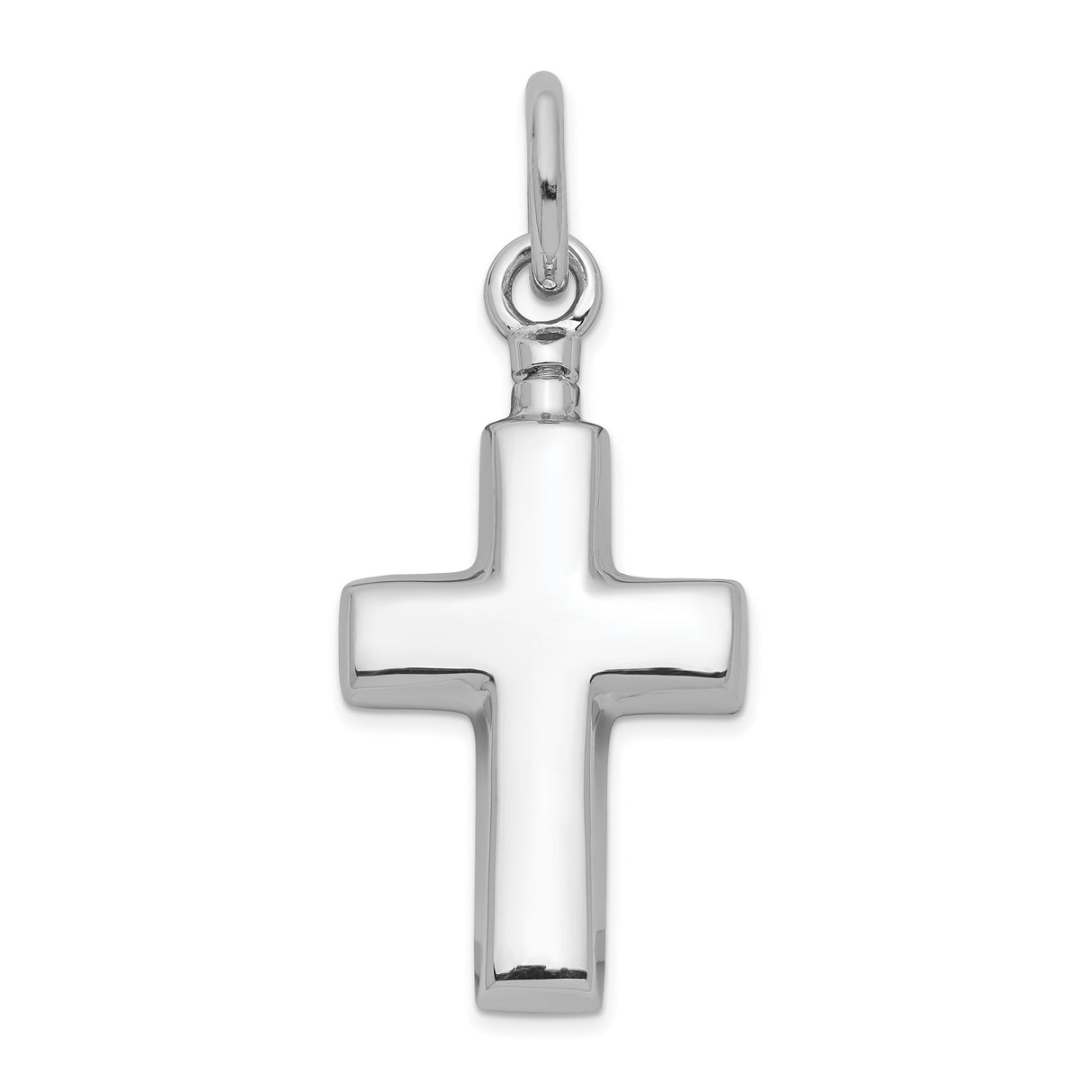 Sterling Silver Cross Pendant, Ash Holder Memorial Charm, Modern Faith Design for Men and Women