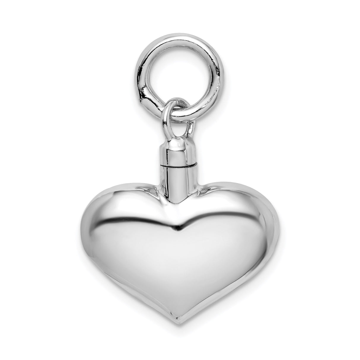 Sterling Silver Heart Shaped Pendant, Polished Memorial Ash Holder, Cremation Jewelry for Women