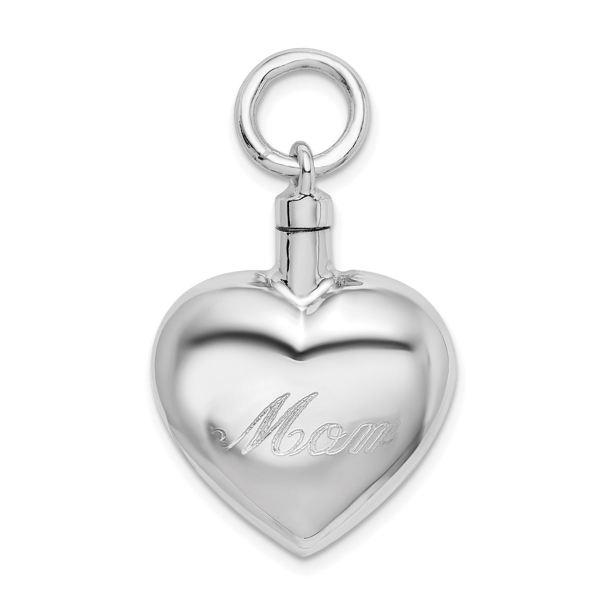 Sterling Silver Heart Urn Pendant, Polished Cremation Jewelry Keepsake for Women
