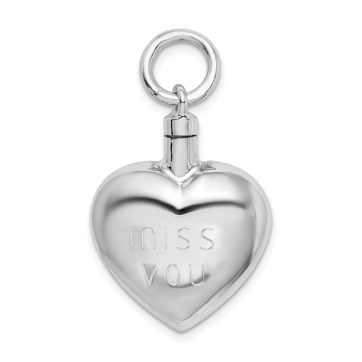 Sterling Silver Heart Urn Pendant, Polished Cremation Jewelry Keepsake for Women