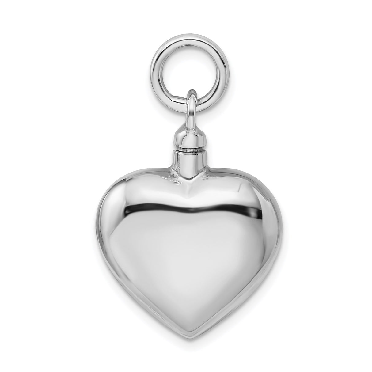 Sterling Silver Heart Urn Pendant, Polished Cremation Jewelry Keepsake for Women