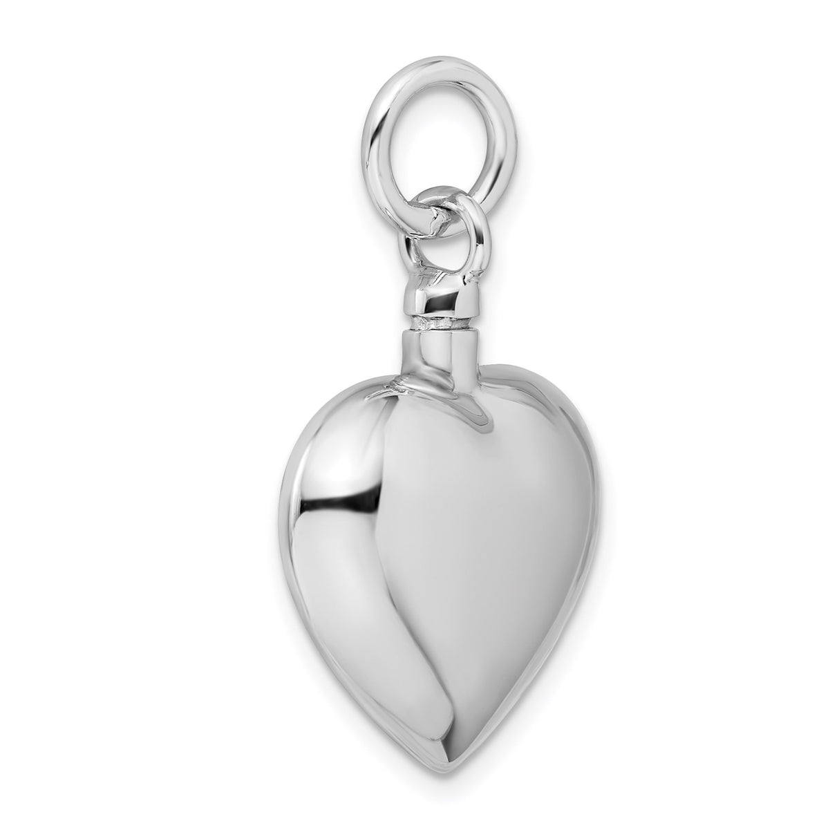 Sterling Silver Heart Urn Pendant, Polished Cremation Jewelry Keepsake for Women