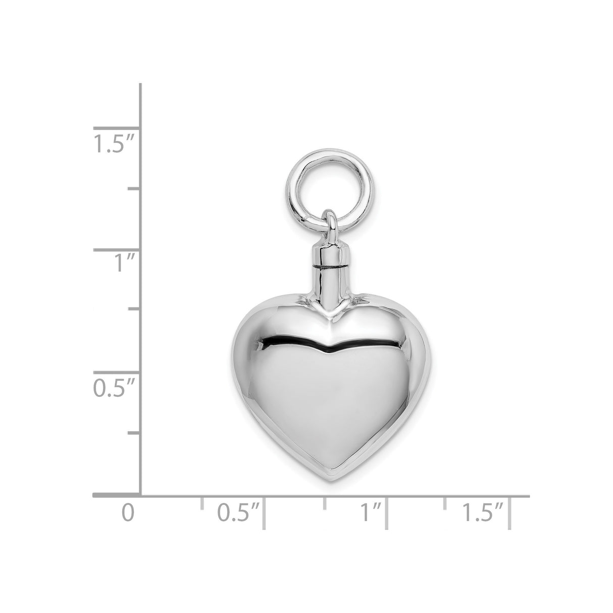 Sterling Silver Heart Urn Pendant, Polished Cremation Jewelry Keepsake for Women