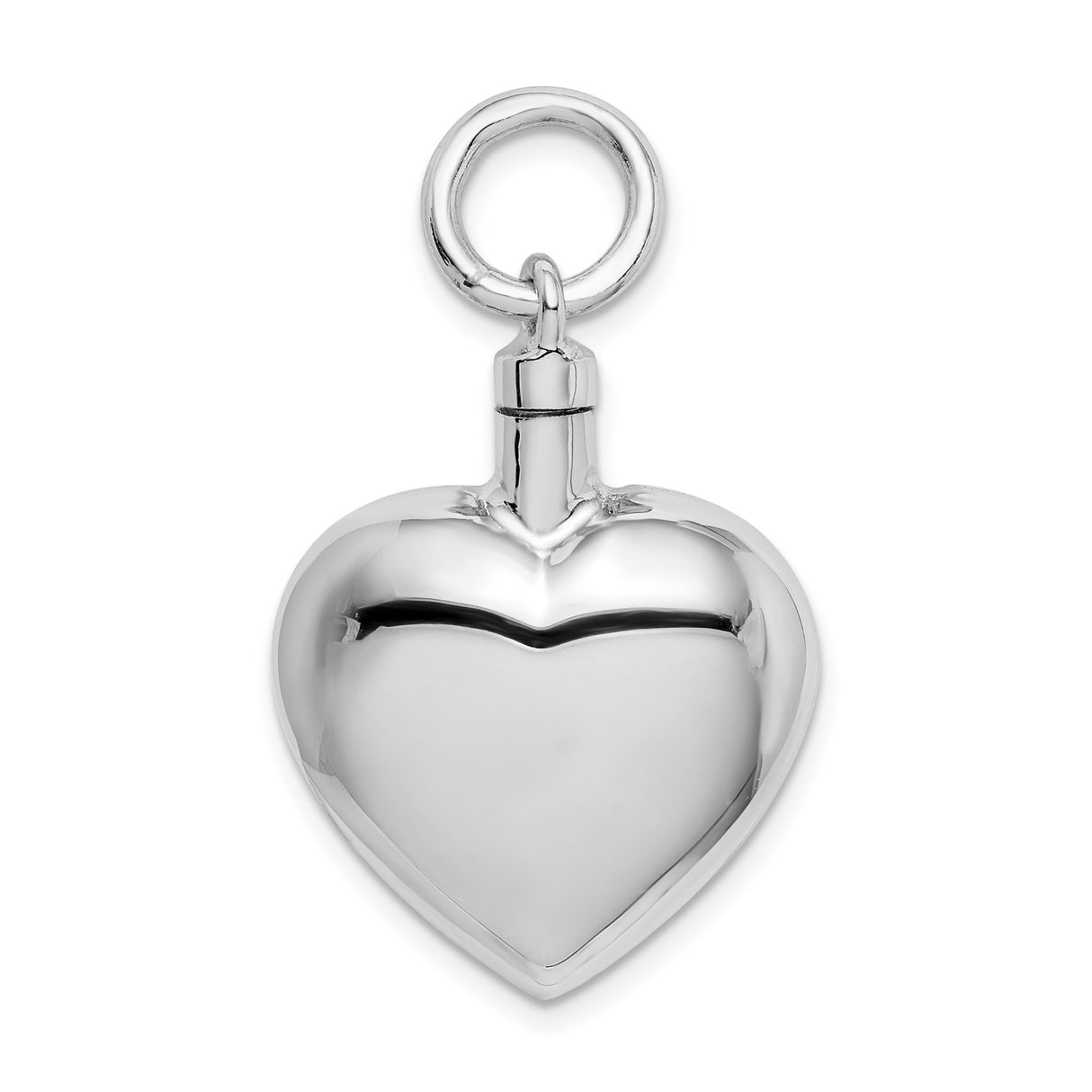 Sterling Silver Heart Urn Pendant, Polished Cremation Jewelry Keepsake for Women
