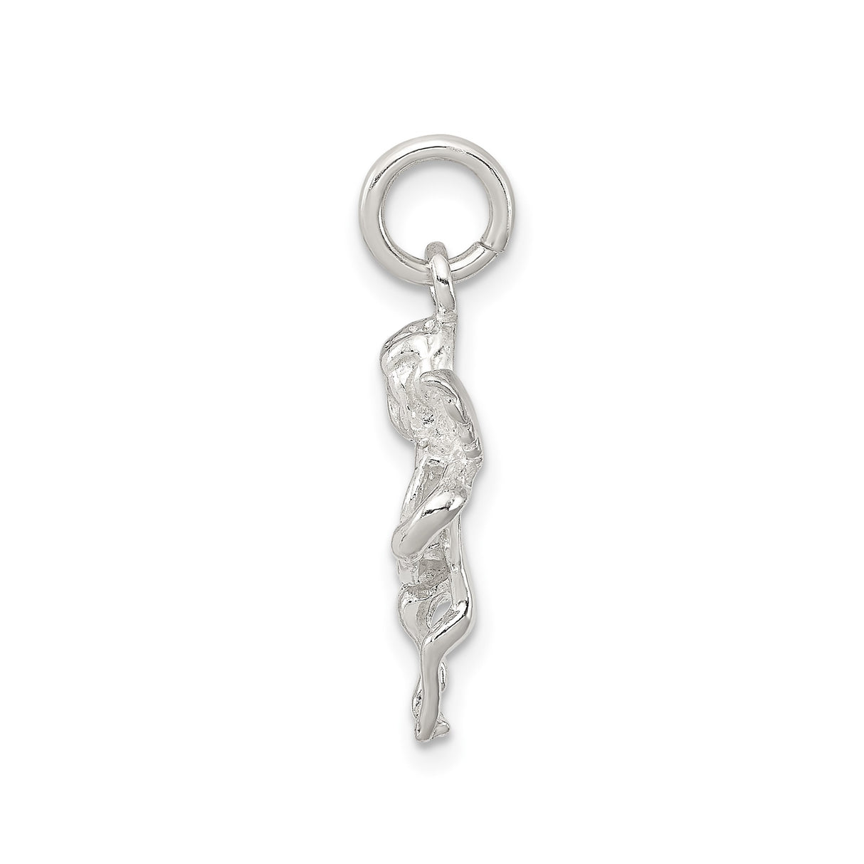 Sterling Silver Angel Pendant with Winged Cherub and Heart Inscribed with Love