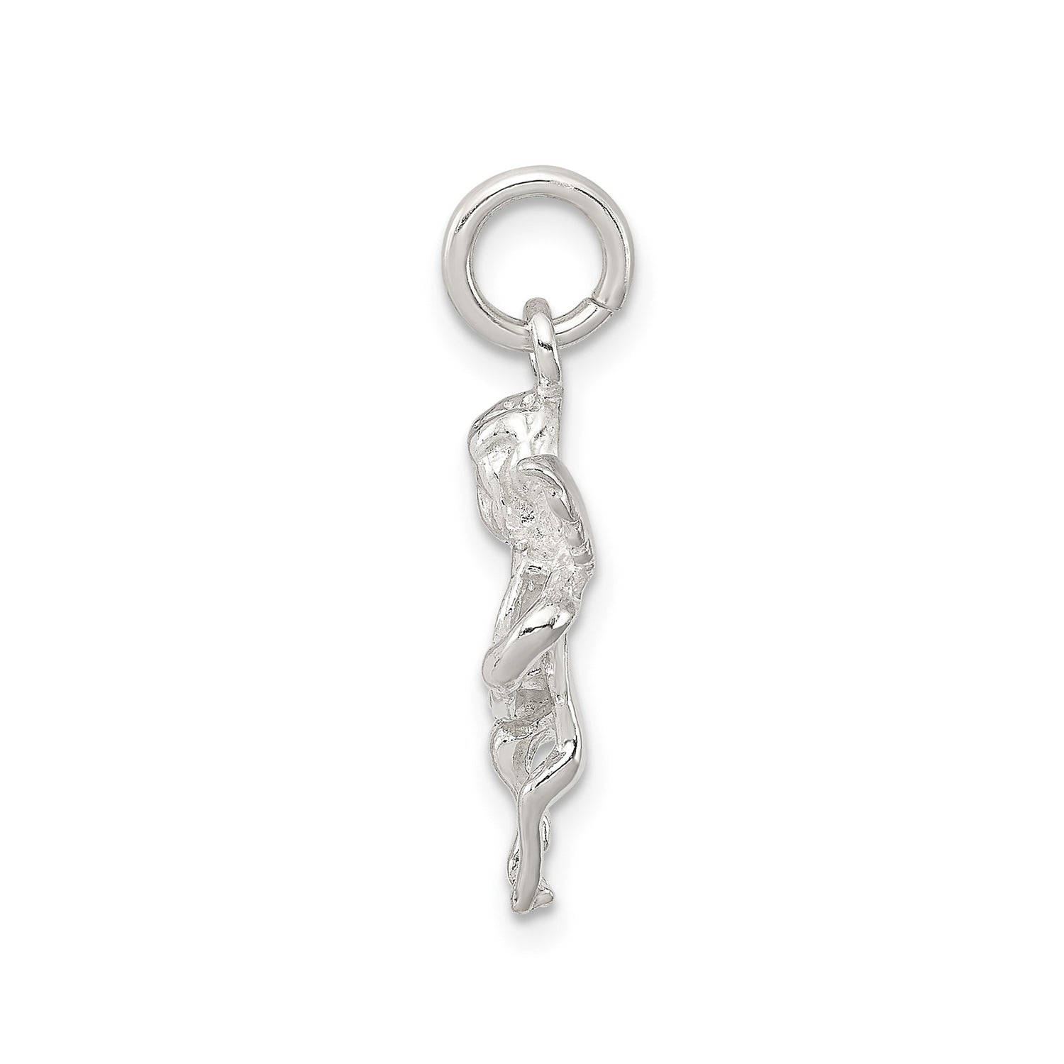 Sterling Silver Angel Pendant with Winged Cherub and Heart Inscribed with Love