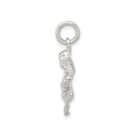 Sterling Silver Angel Pendant with Winged Cherub and Heart Inscribed with Love