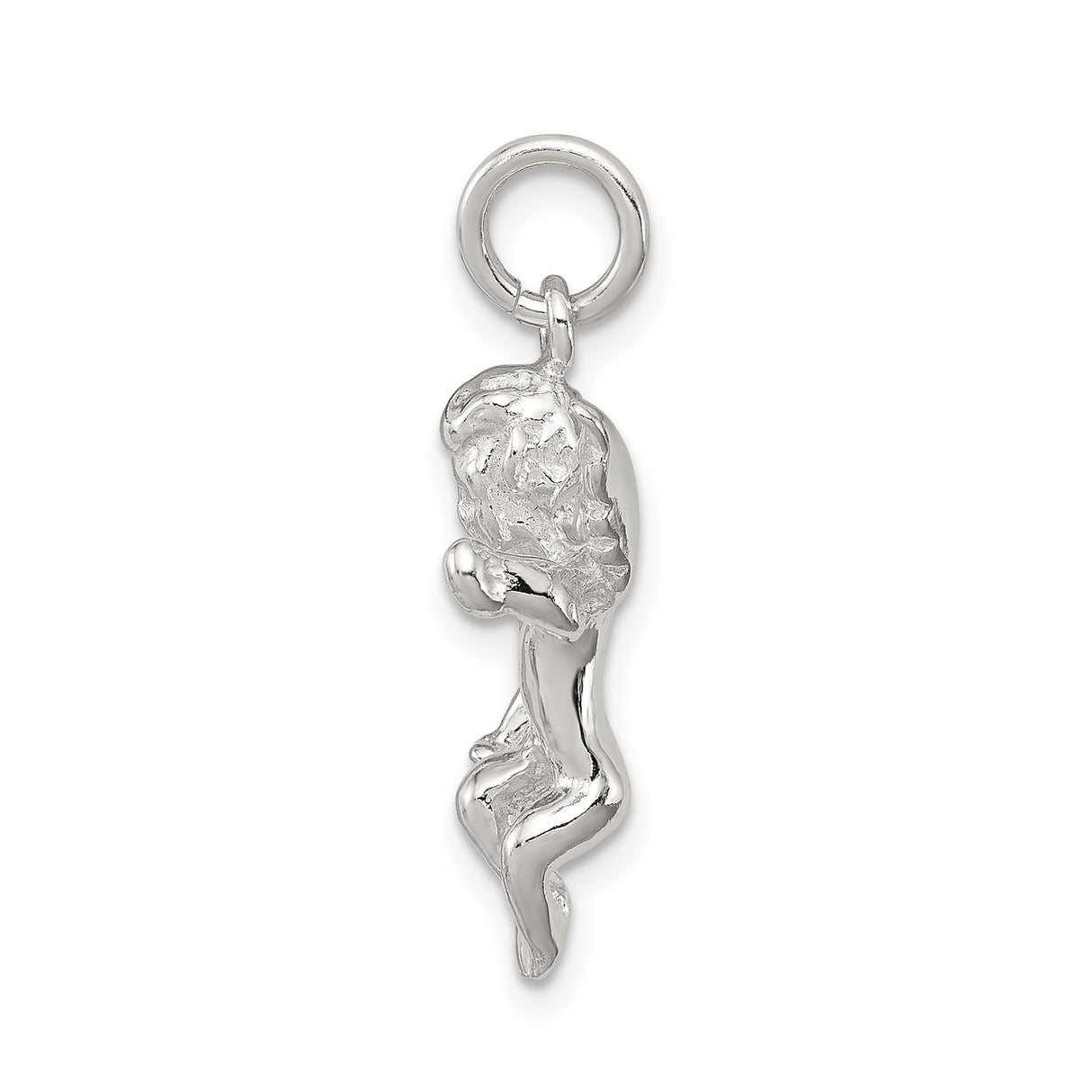Sterling Silver Angel Pendant with 3D Winged Cherub, Religious Christian Jewelry for Women