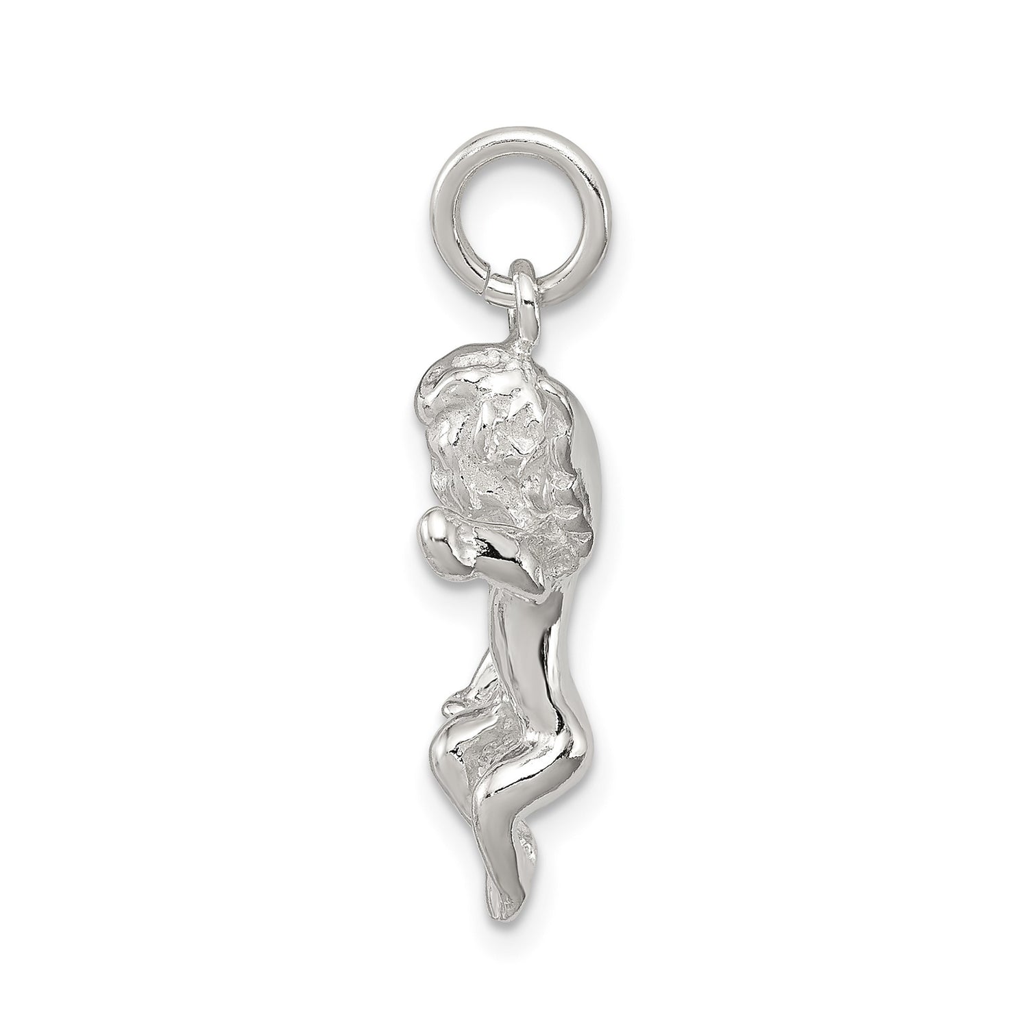 Sterling Silver Angel Pendant with 3D Winged Cherub, Religious Christian Jewelry for Women