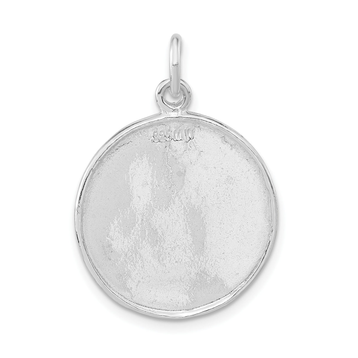 Sterling Silver Angel Pendant with Raised Cherub Design, Round Medallion Charm