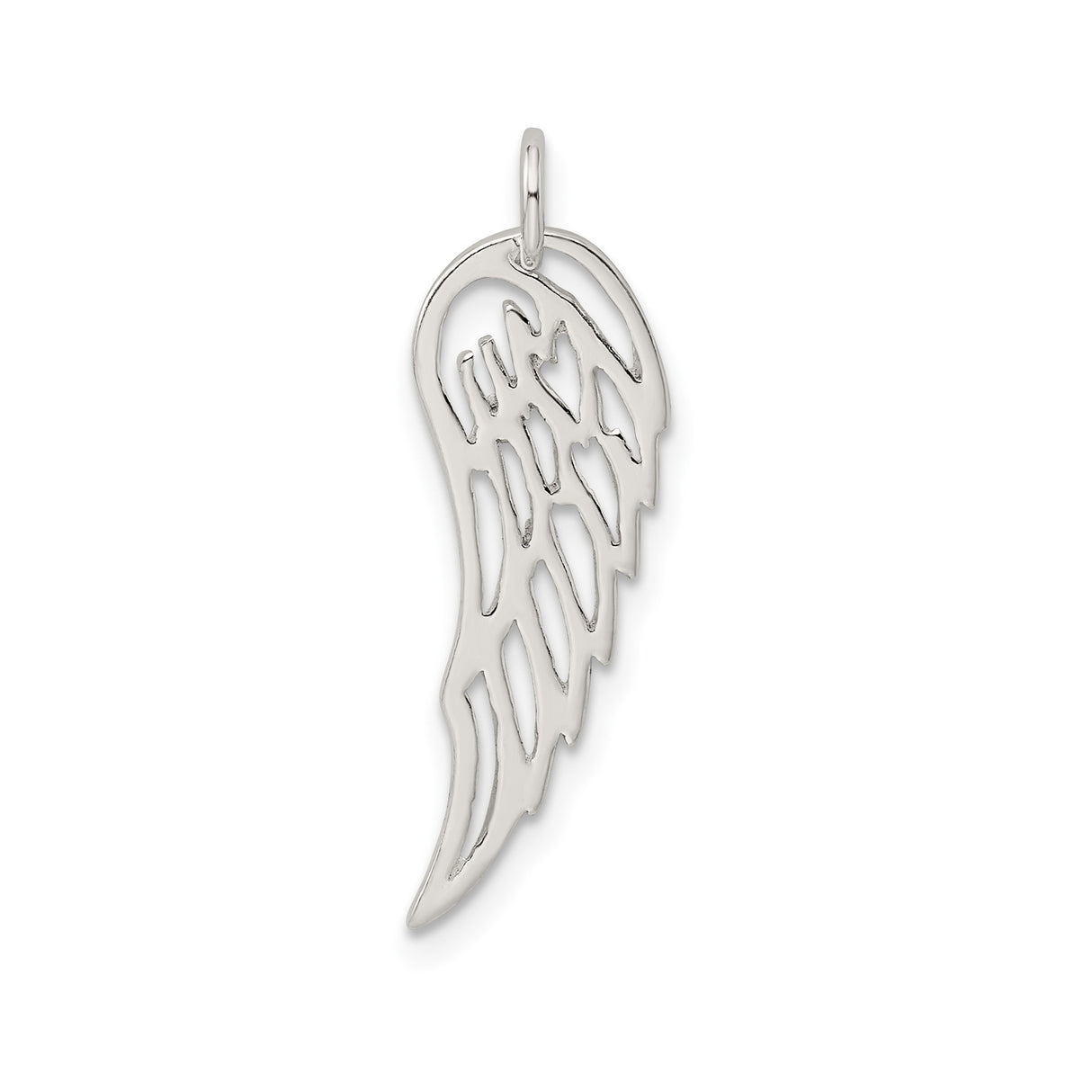 Sterling Silver Angel Wing Pendant with Open Cut Design, Memorial and Faith Theme