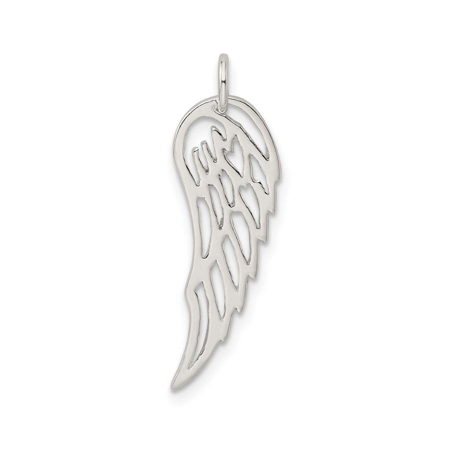 Sterling Silver Angel Wing Pendant with Open Cut Design, Memorial and Faith Theme