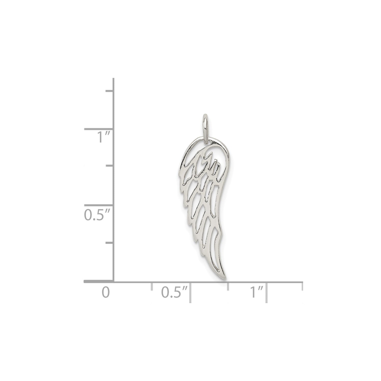 Sterling Silver Angel Wing Pendant with Open Cut Design, Memorial and Faith Theme