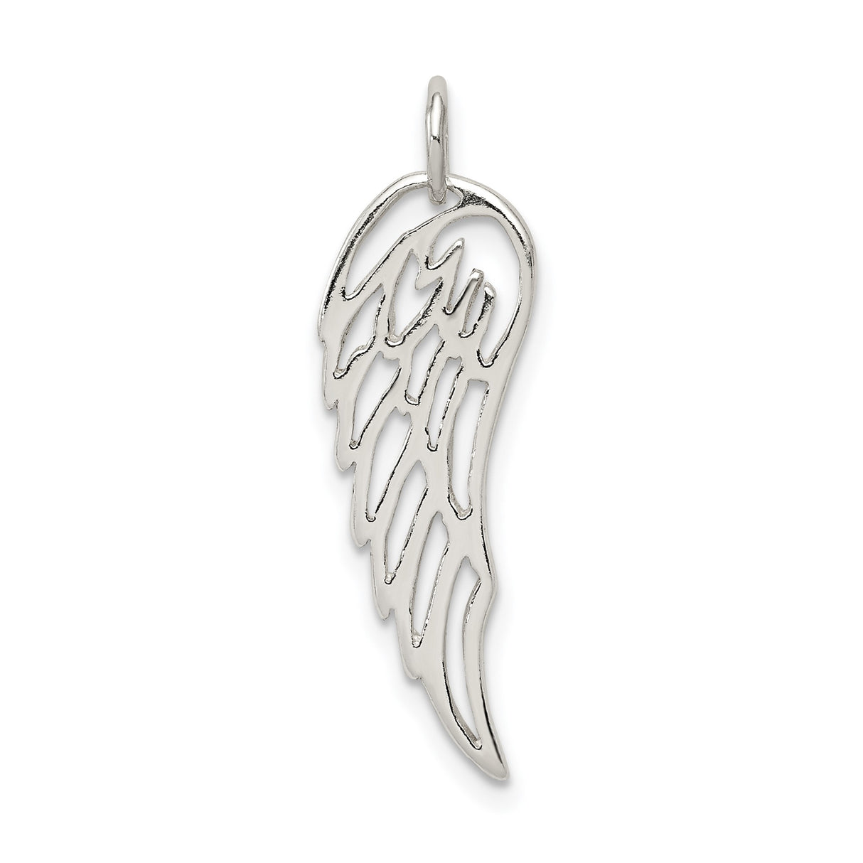 Sterling Silver Angel Wing Pendant with Open Cut Design, Memorial and Faith Theme