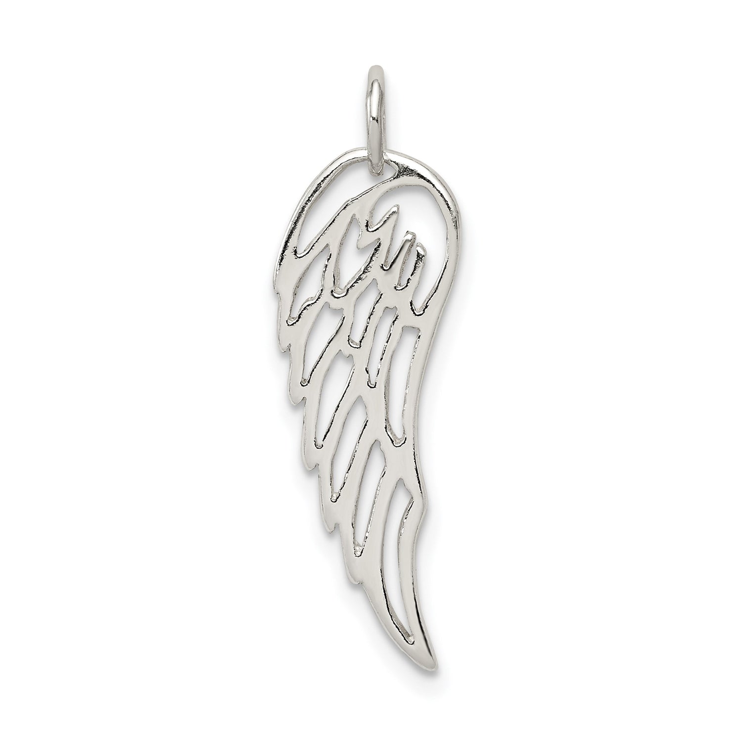 Sterling Silver Angel Wing Pendant with Open Cut Design, Memorial and Faith Theme