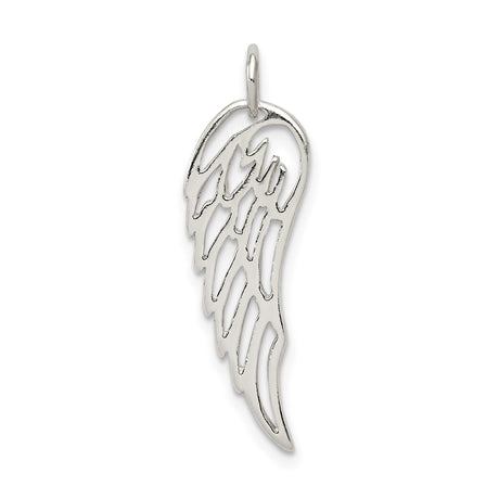 Sterling Silver Angel Wing Pendant with Open Cut Design, Memorial and Faith Theme