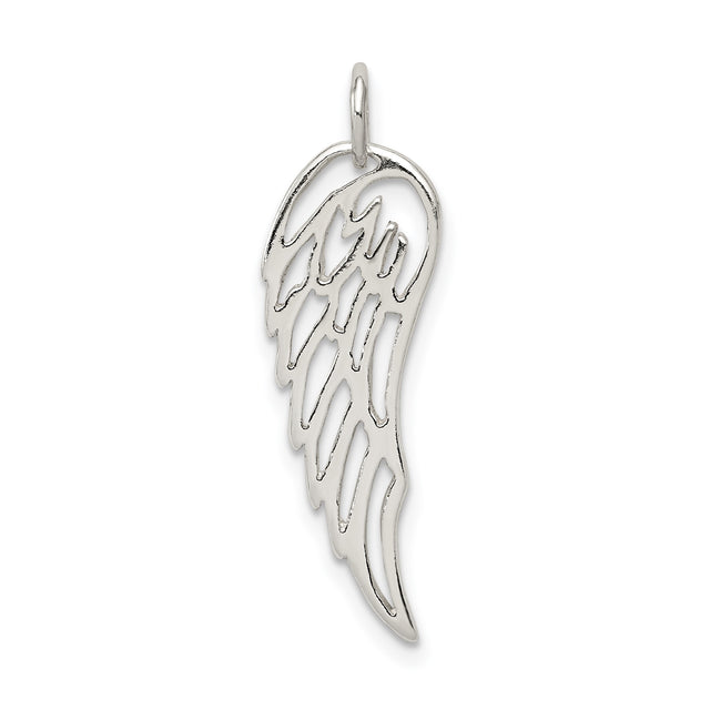 Sterling Silver Angel Wing Pendant with Open Cut Design, Memorial and Faith Theme