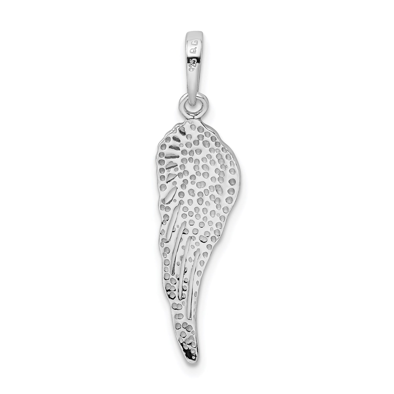 Sterling Silver Angel Wing Pendant with Feather Detail, Symbol of Protection and Guidance