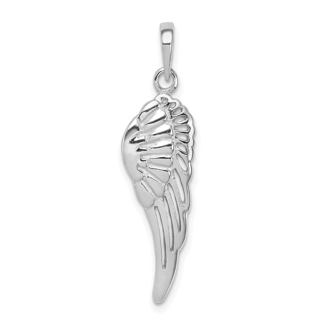 Sterling Silver Angel Wing Pendant with Feather Detail, Symbol of Protection and Guidance