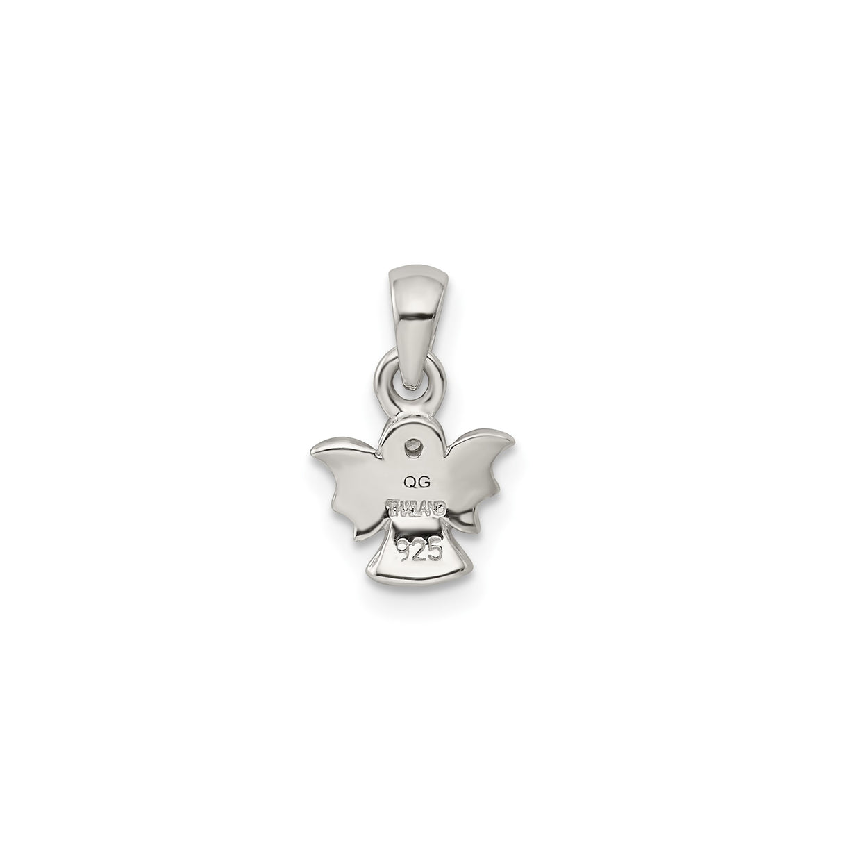Sterling Silver Angel Pendant with Cubic Zirconia, Polished and Satin Finish, Christian Jewelry