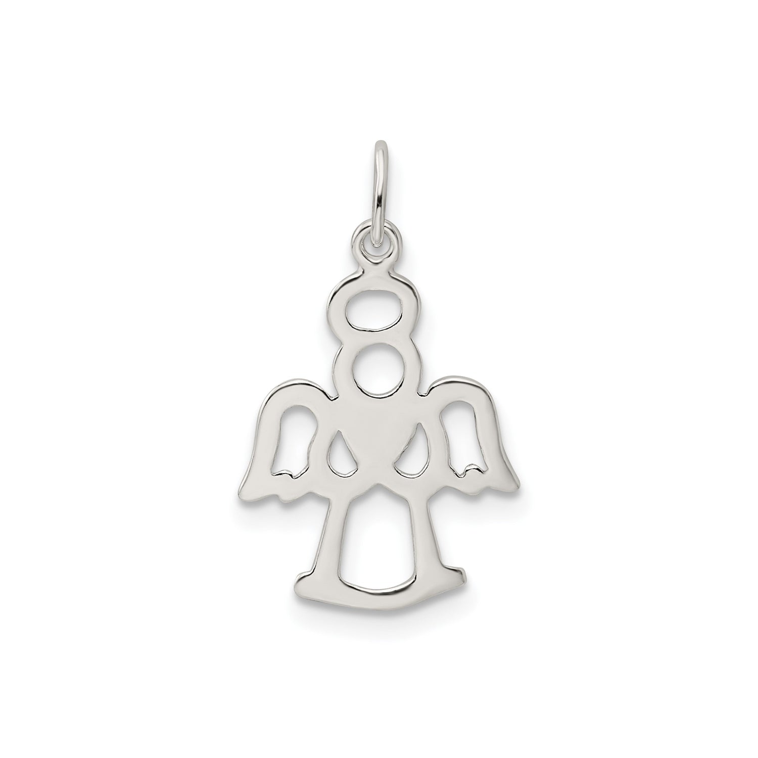 Sterling Silver Angel Pendant with Halo and Heart Center, Christian Faith Jewelry