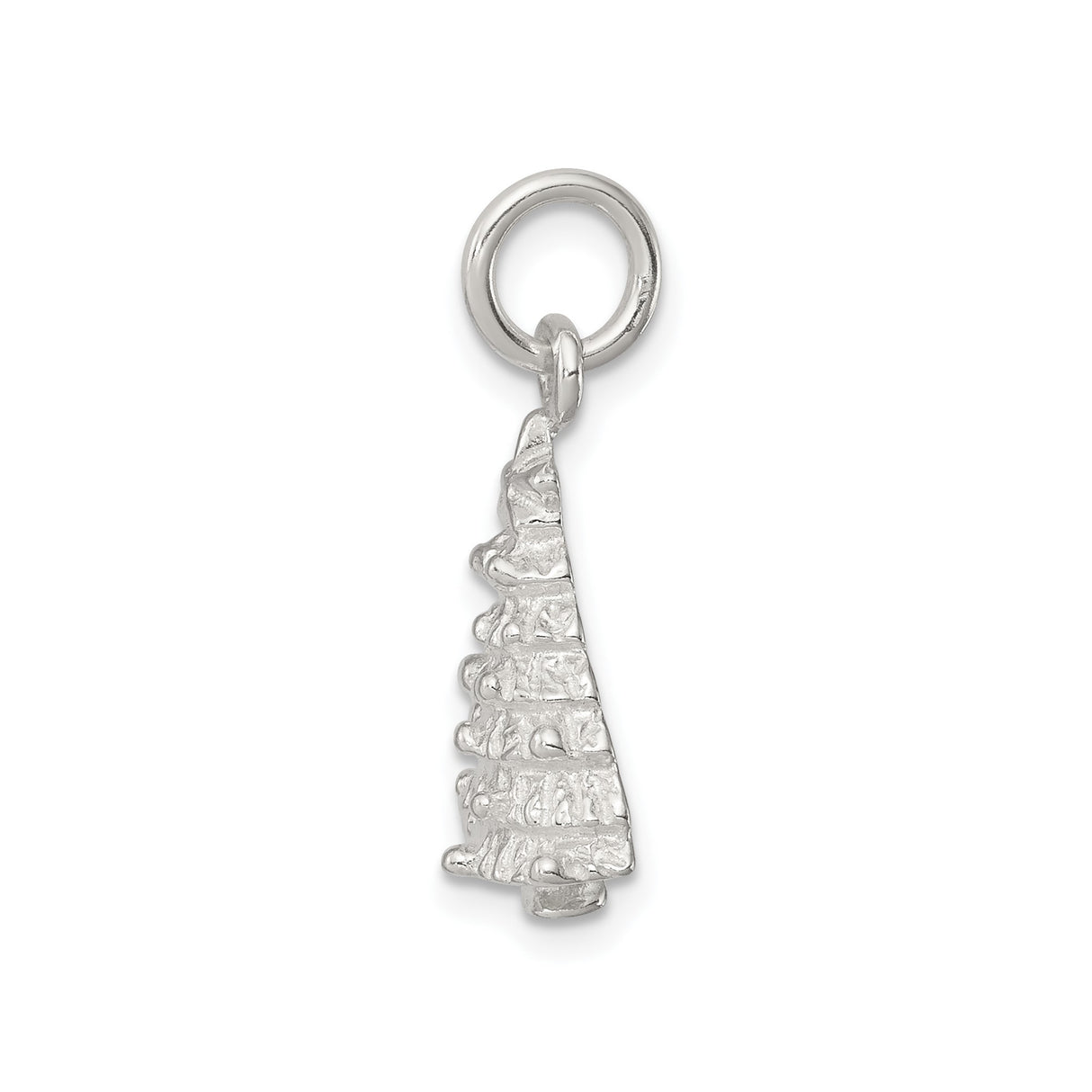 Sterling Silver Christmas Tree Pendant Charm with Star, Festive Holiday Jewelry