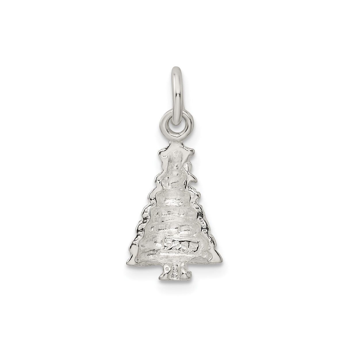 Sterling Silver Christmas Tree Pendant Charm with Star, Festive Holiday Jewelry
