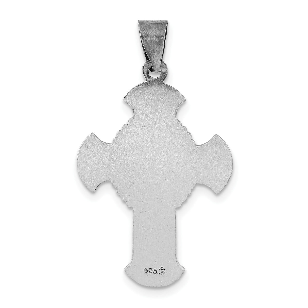 Sterling Silver Cross Pendant with Brushed and Antiqued Finish, Religious Design for Men and Women