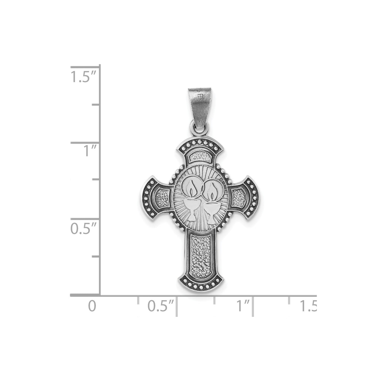 Sterling Silver Cross Pendant with Brushed and Antiqued Finish, Religious Design for Men and Women