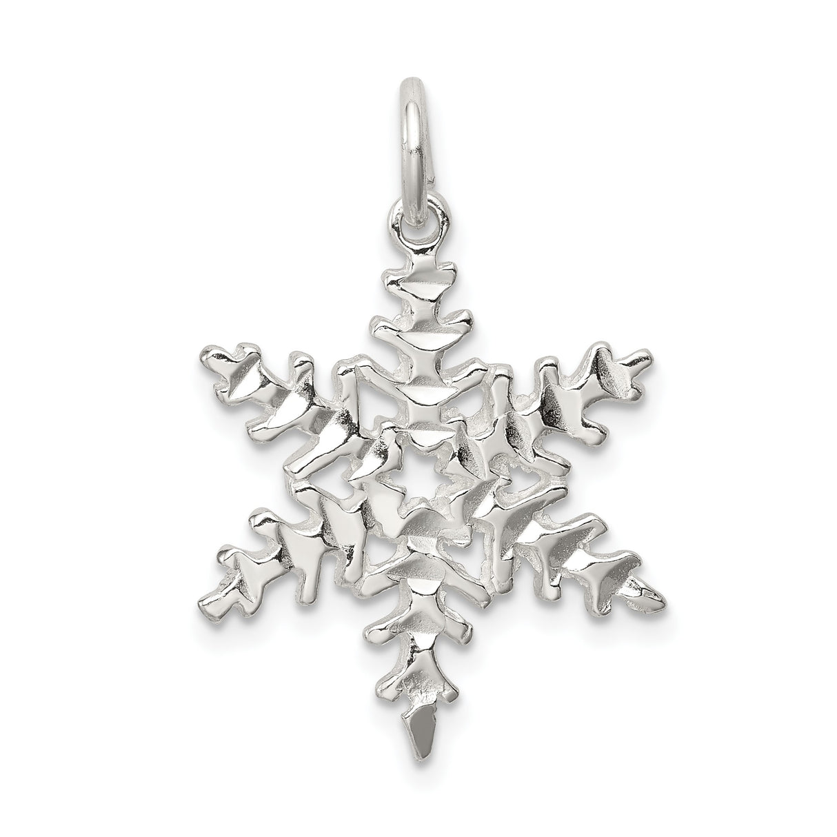 Sterling Silver Snowflake Pendant with Symmetrical Winter Design Charm