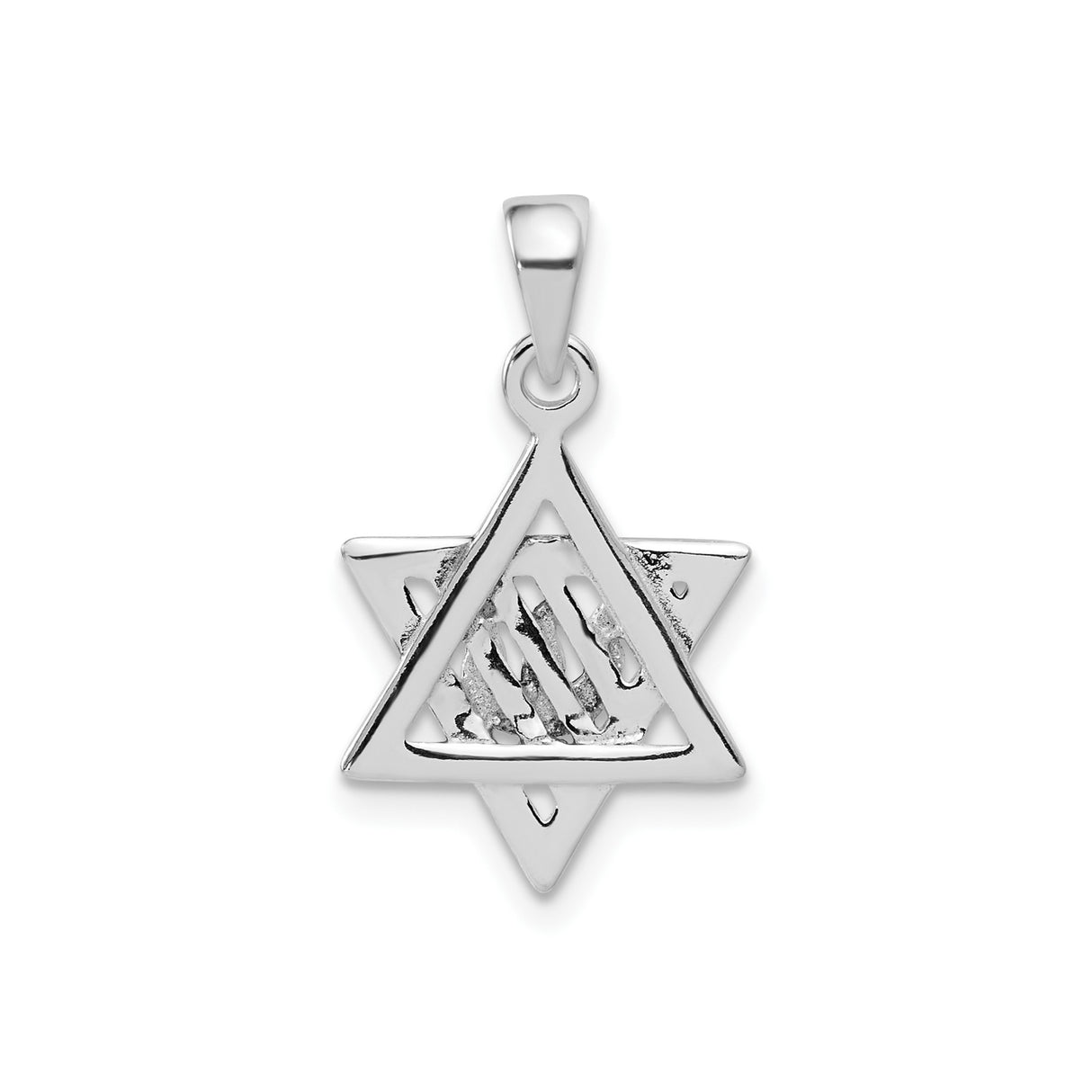 Sterling Silver Star of David Pendant with Chai Symbol, Jewish Religious Jewelry