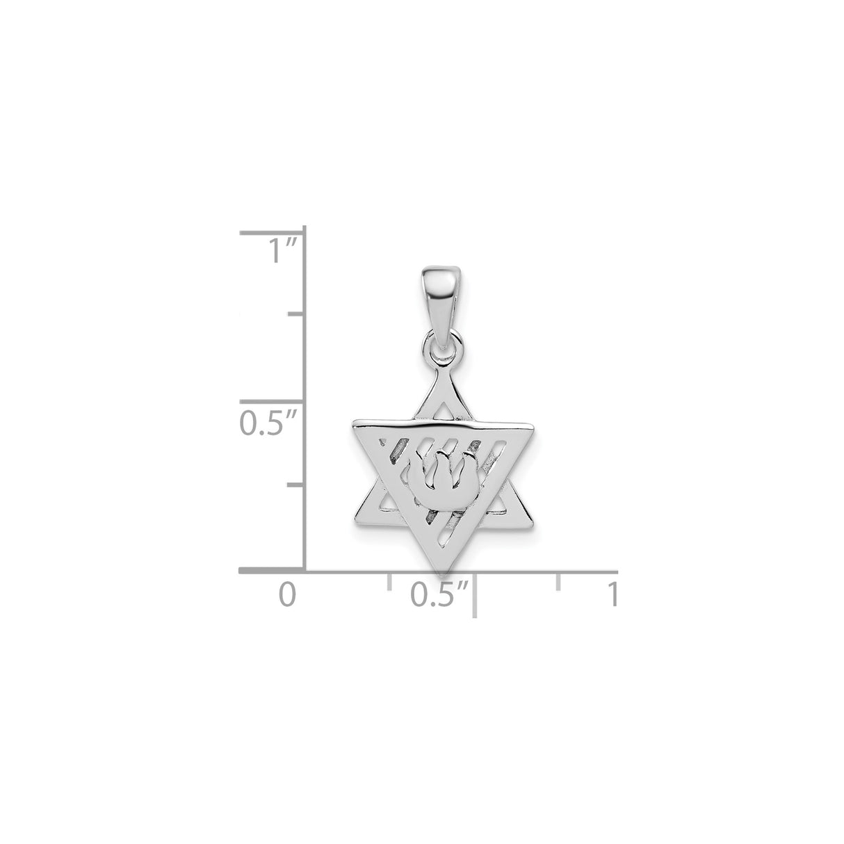 Sterling Silver Star of David Pendant with Chai Symbol, Jewish Religious Jewelry