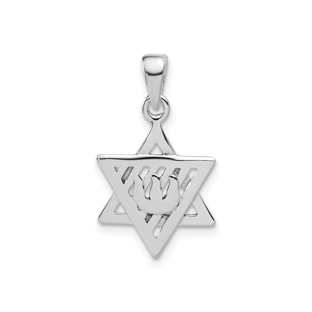 Sterling Silver Star of David Pendant with Chai Symbol, Jewish Religious Jewelry