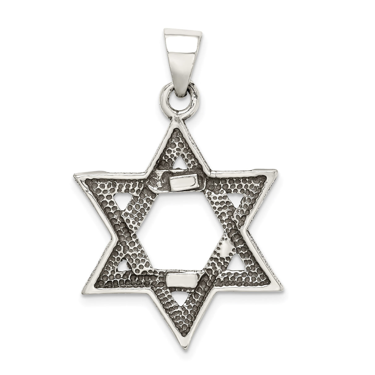 Antiqued Star of David Charm Pendant in Real 925 Sterling Silver