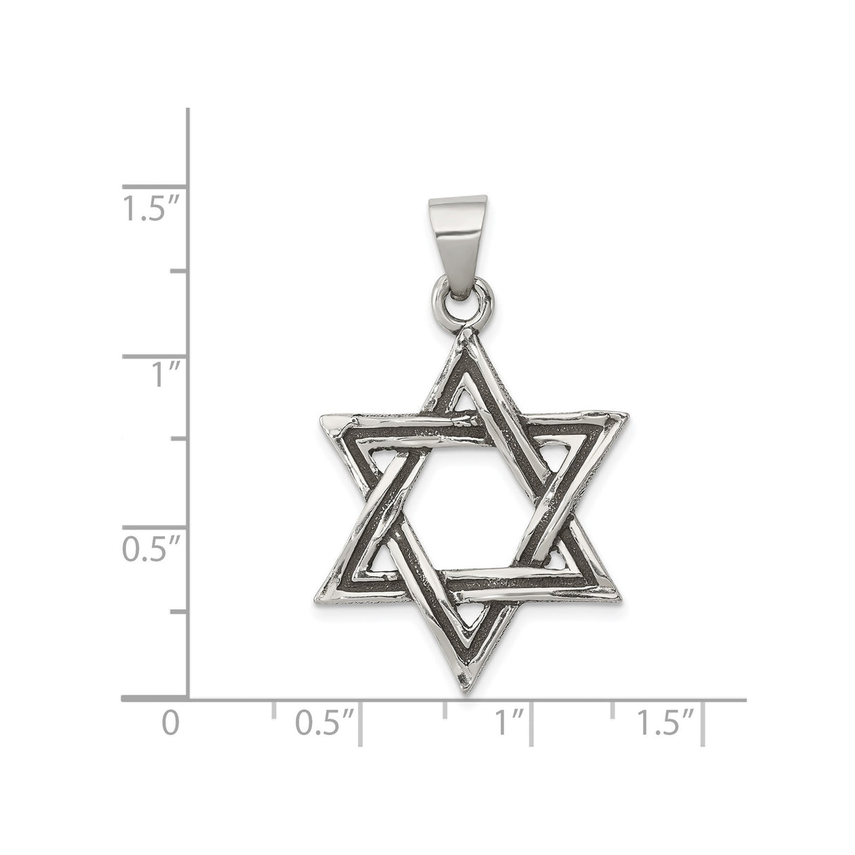 Antiqued Star of David Charm Pendant in Real 925 Sterling Silver
