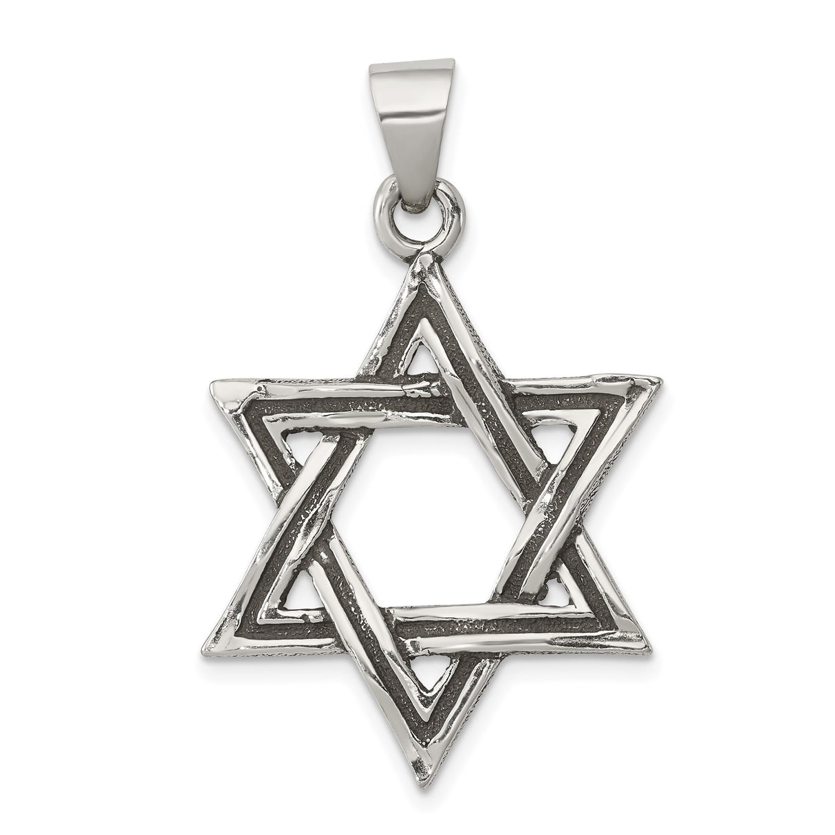 Antiqued Star of David Charm Pendant in Real 925 Sterling Silver