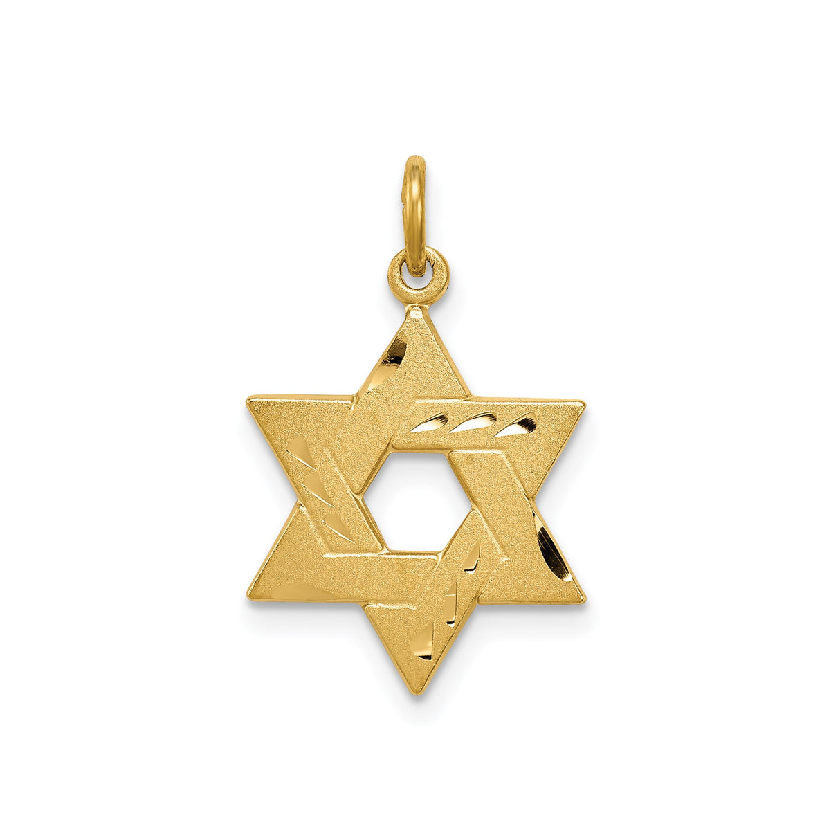 Sterling Silver Star of David Pendant with Polished and Textured Finish, Jewish Symbolic Jewelry