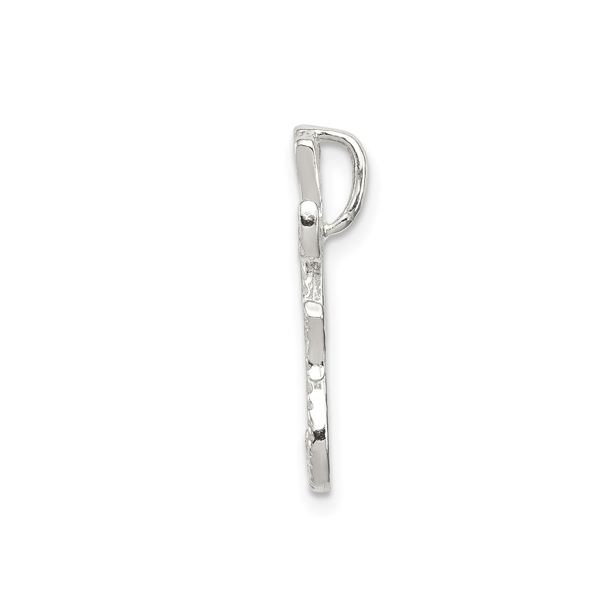 Sterling Silver Script Letter F Pendant with Textured Detailing, Alphabet Charm for Women