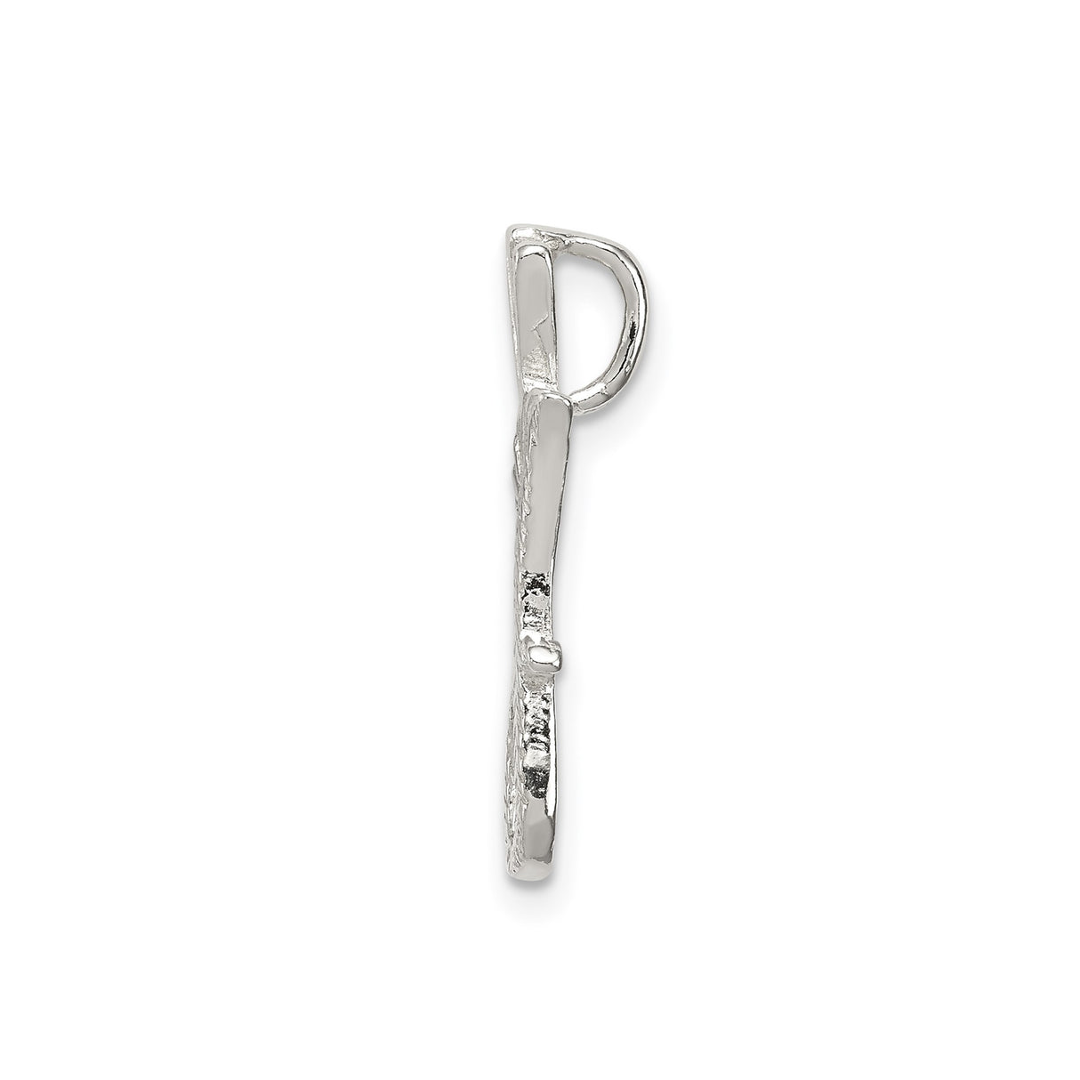 Sterling Silver Letter J Pendant with Textured Design, Personalized Script Initial Charm for Women