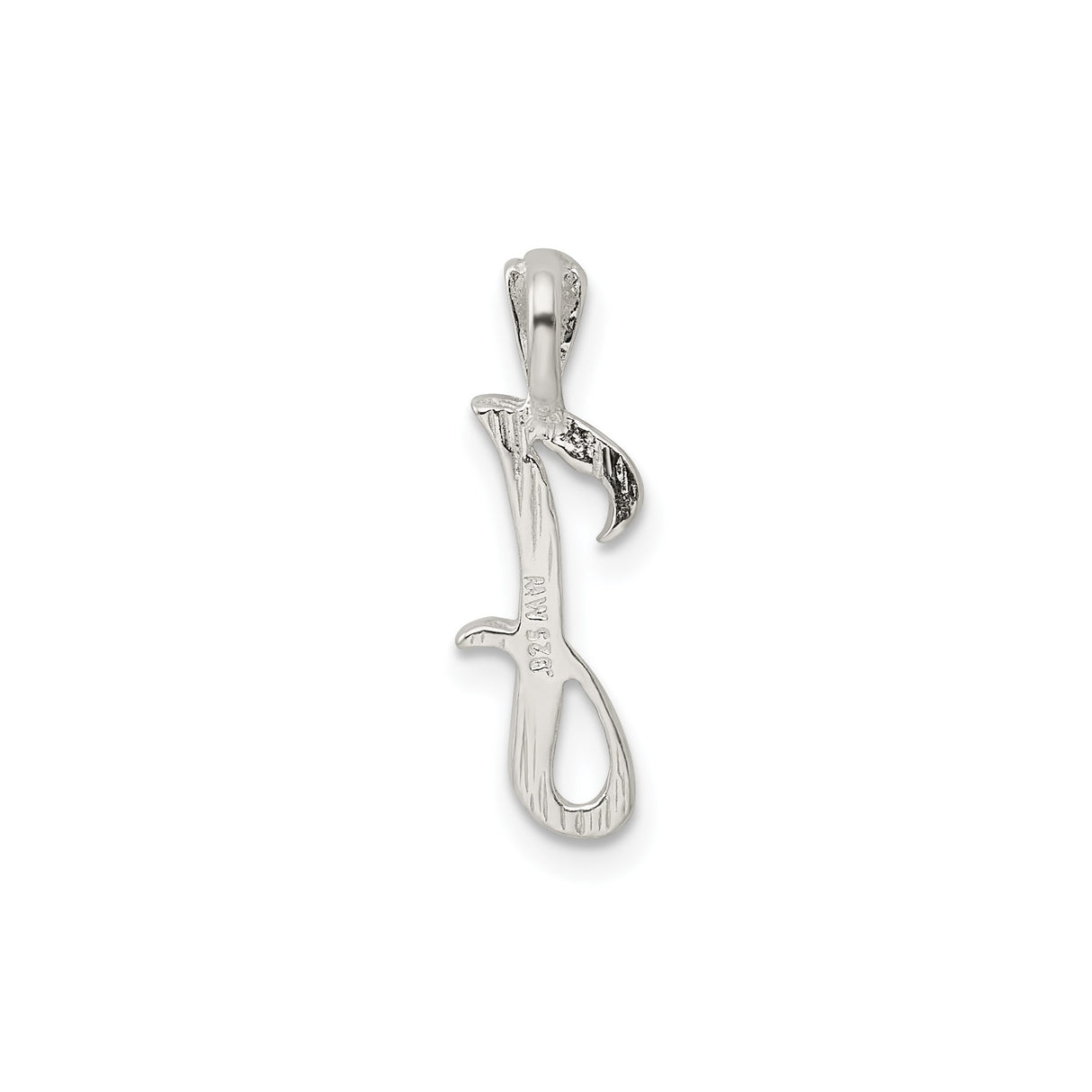Sterling Silver Letter J Pendant with Textured Design, Personalized Script Initial Charm for Women