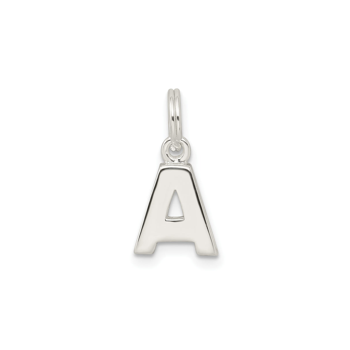 Sterling Silver Letter A Pendant Charm, Polished Initial Monogram Jewelry for Women or Unisex Use