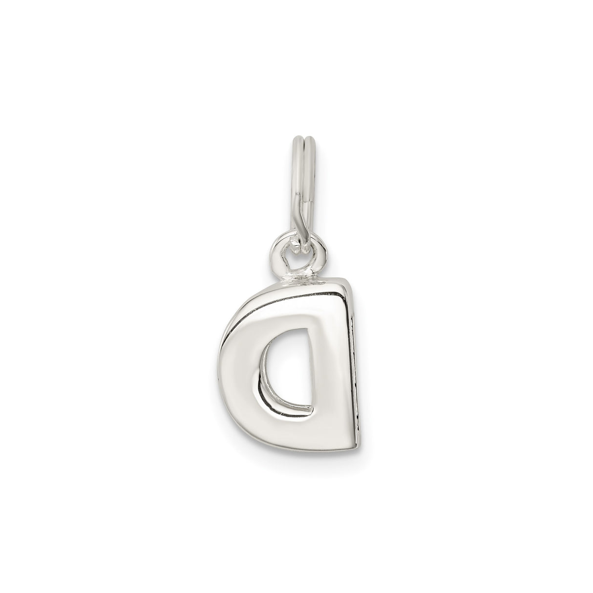 Sterling Silver Letter D Charm Pendant, Polished Block Initial Monogram Jewelry