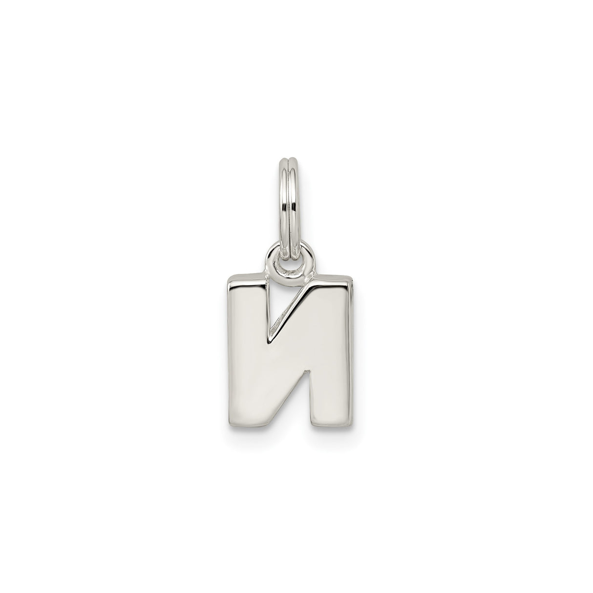 Sterling Silver Initial N Pendant, Block Style Letter Charm for Women and Men