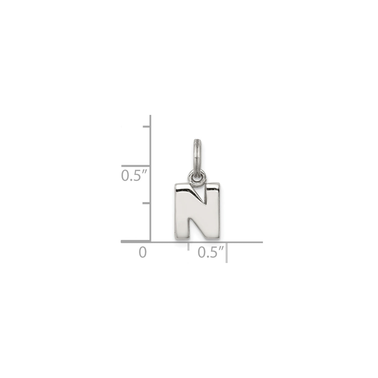 Sterling Silver Initial N Pendant, Block Style Letter Charm for Women and Men