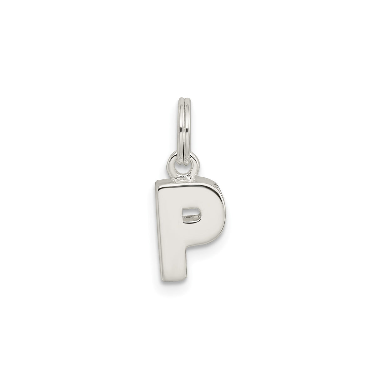 Sterling Silver Letter P Pendant Charm, Block Initial Design for Women or Unisex Use