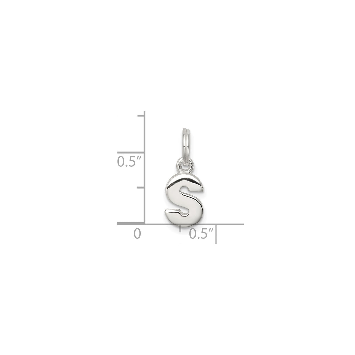 Sterling Silver Pendant with Polished Letter S, Modern Alphabet Charm for Necklace or Bracelet