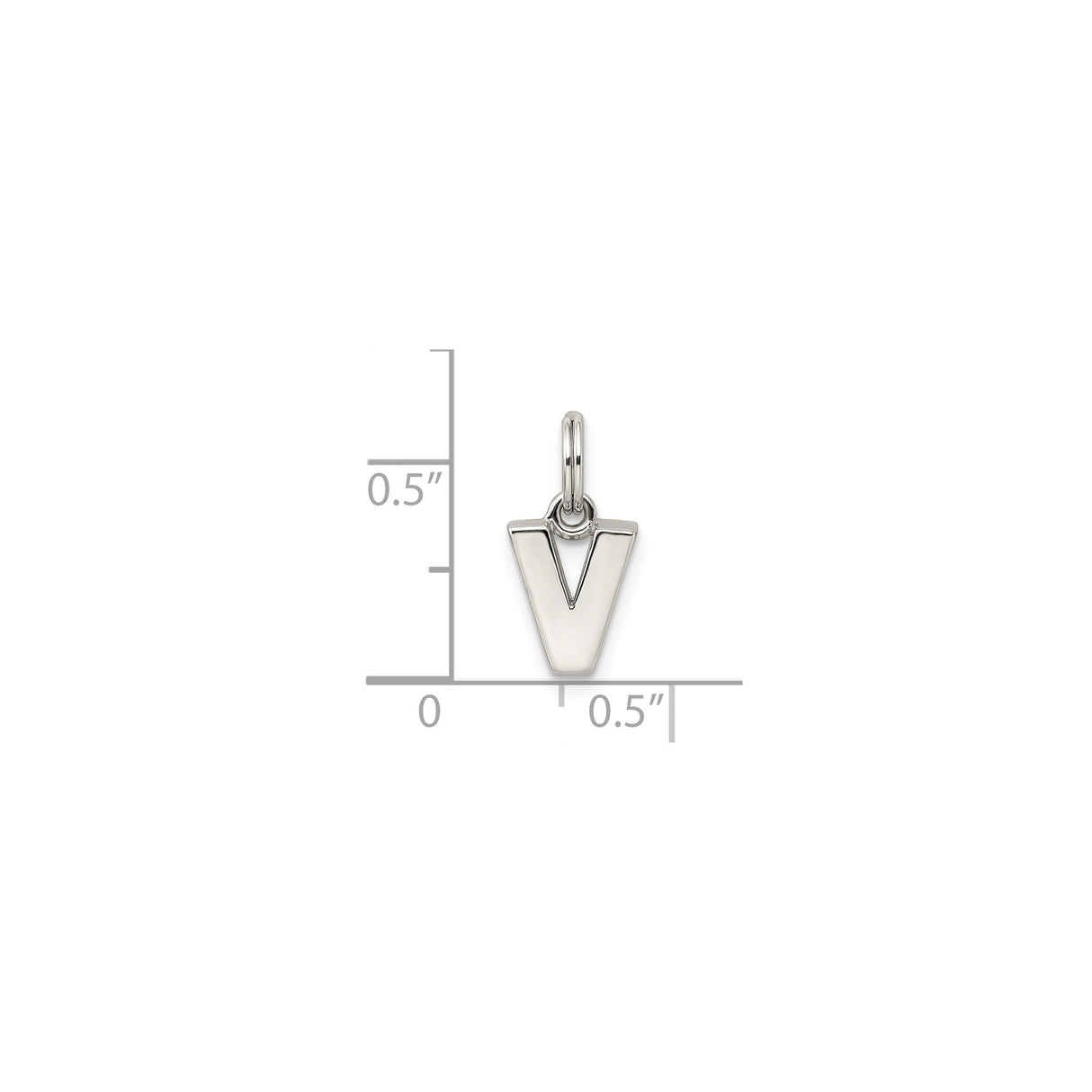 Sterling Silver Letter V Pendant Charm, Polished Initial Jewelry for Necklace or Bracelet